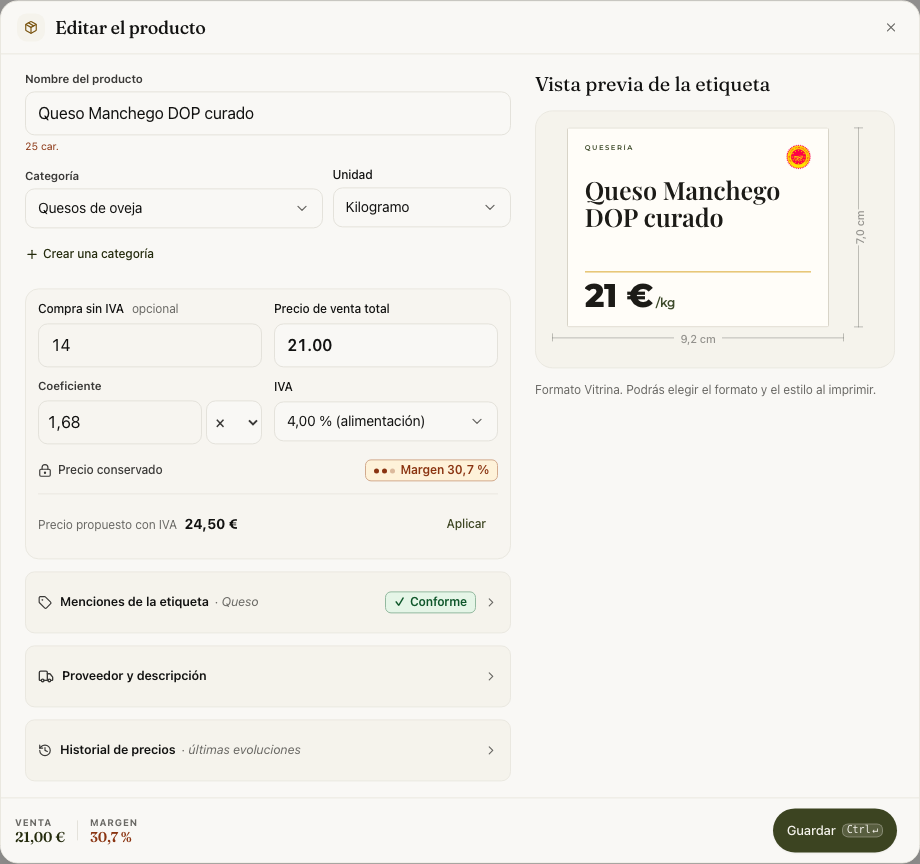 Compra actualizada, venta conservada y propuesta para aplicar