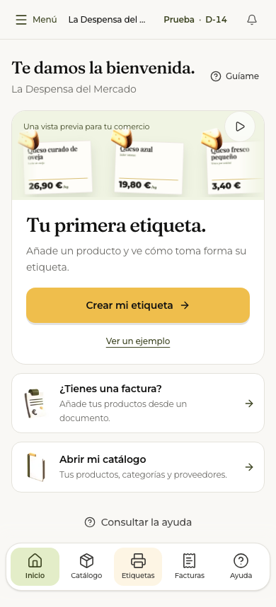 Inicio compacto en un teléfono