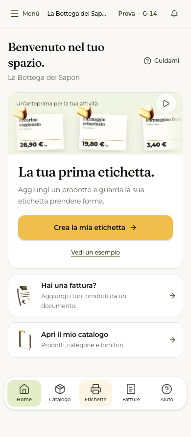 Pagina iniziale compatta su telefono