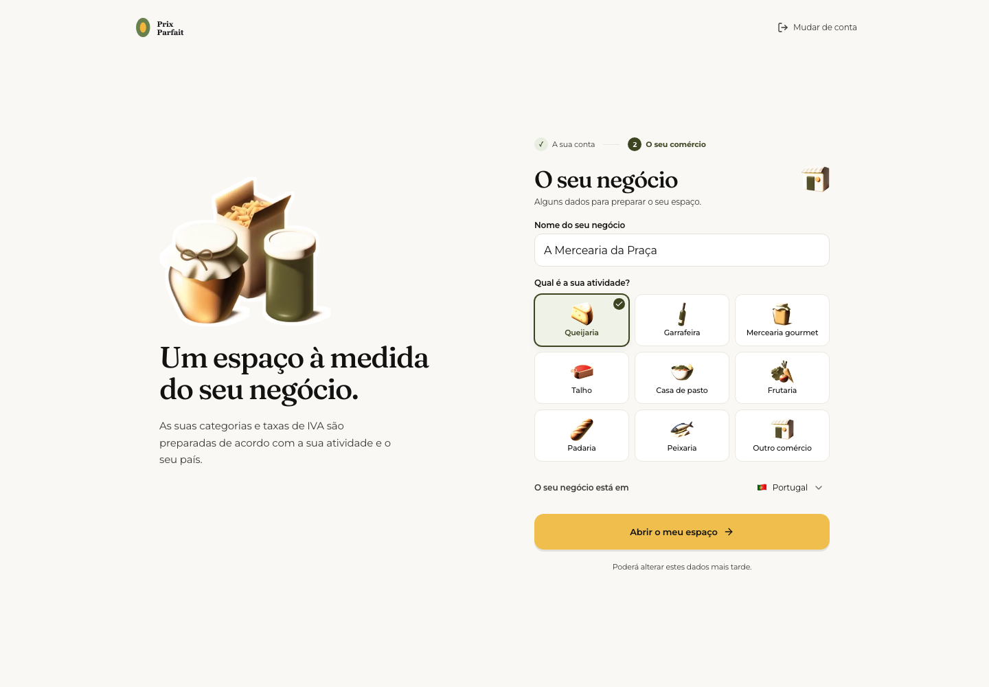 Escolha da atividade e do país