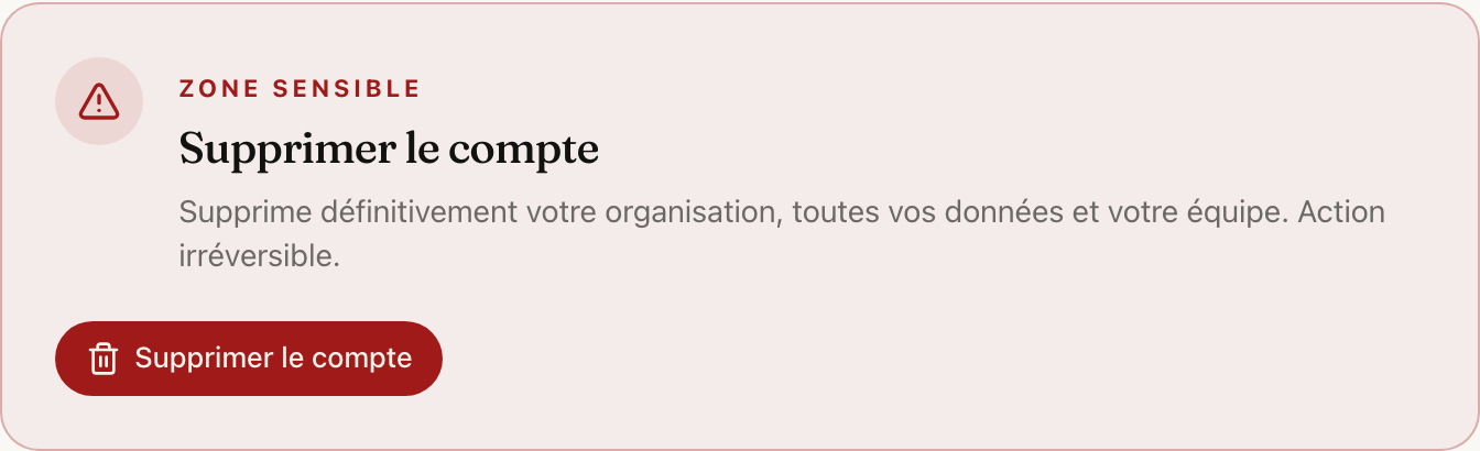 La Zone sensible, tout en bas des Paramètres